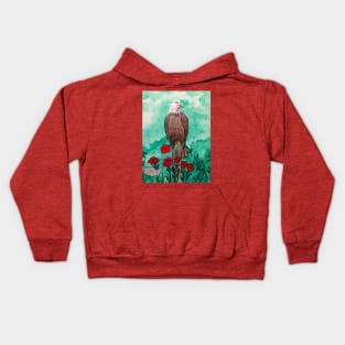 United States National bird and flower, the bald eagle and rose Kids Hoodie